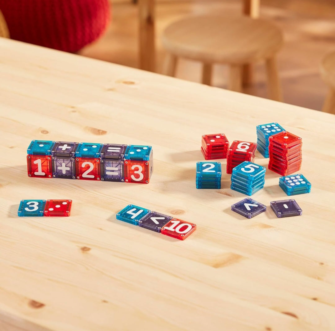 MAGNA-TILES microMAGS Learn Numbers 56-Piece Set | Magnetic Math & Number Recognition