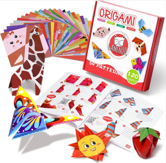 Origami Paper Folding Kit for Kids | 120 Sheets, 54 Patterns & Step-by-Step Instruction Book | Art, Geometry & Creative Learning