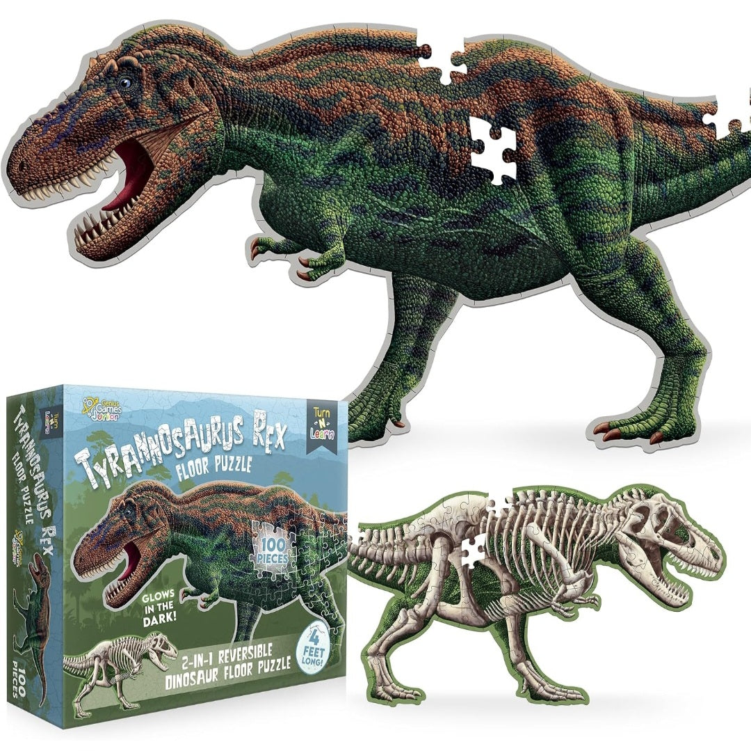 Tyrannosaurus Rex Dinosaur Floor Puzzle| 100-Piece Double-Sided Puzzle