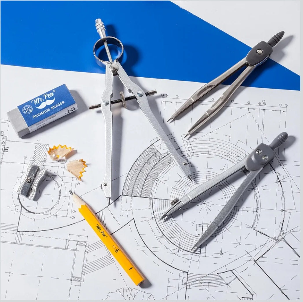 Geometry Set with Compass & Protractor | 15-Piece Math & Geometry Set